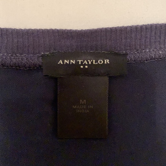 Ann Taylor - ladies top Navy full button front, 3/4 sleeves - Picture 2 of 3